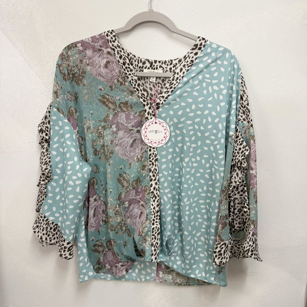 NWT UMGEE Mixed Boho Blouse - Size M
